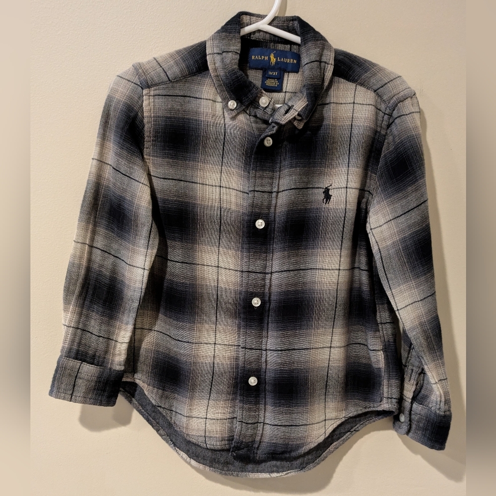 Ralph Lauren Black and Tan Checkered Shirt ~ Sz 3t